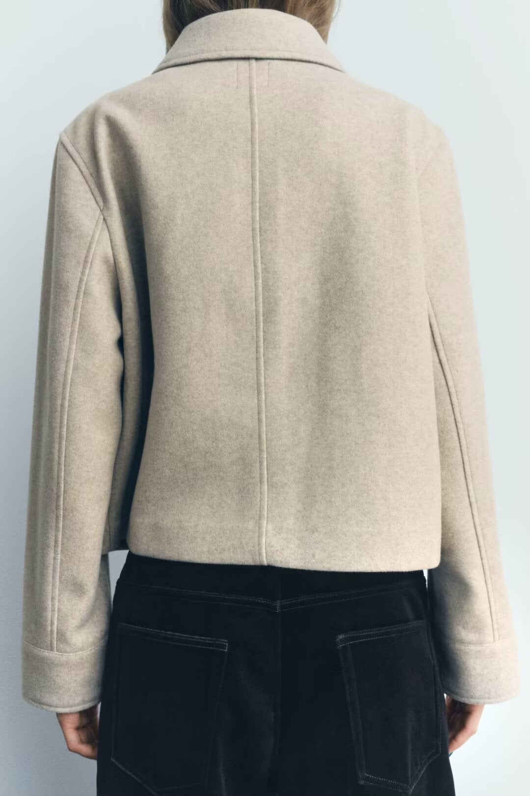 Women Clothing Autumn Winter Collared Pocket Decoration Soft Jacket SenDa