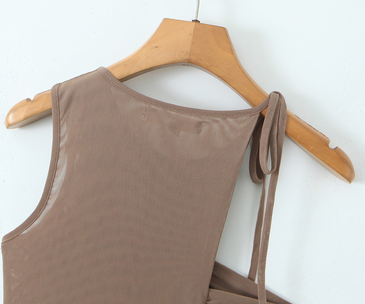 Women Summer Sexy Mesh Ribbon Sleeveless Vest Camille