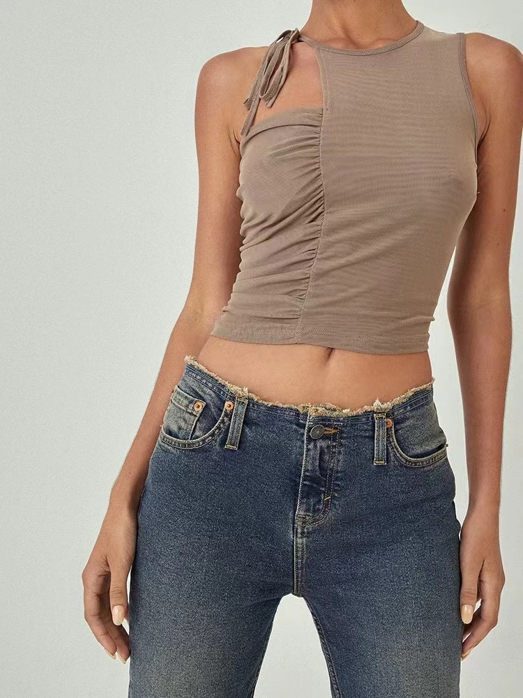 Women Summer Sexy Mesh Ribbon Sleeveless Vest Camille