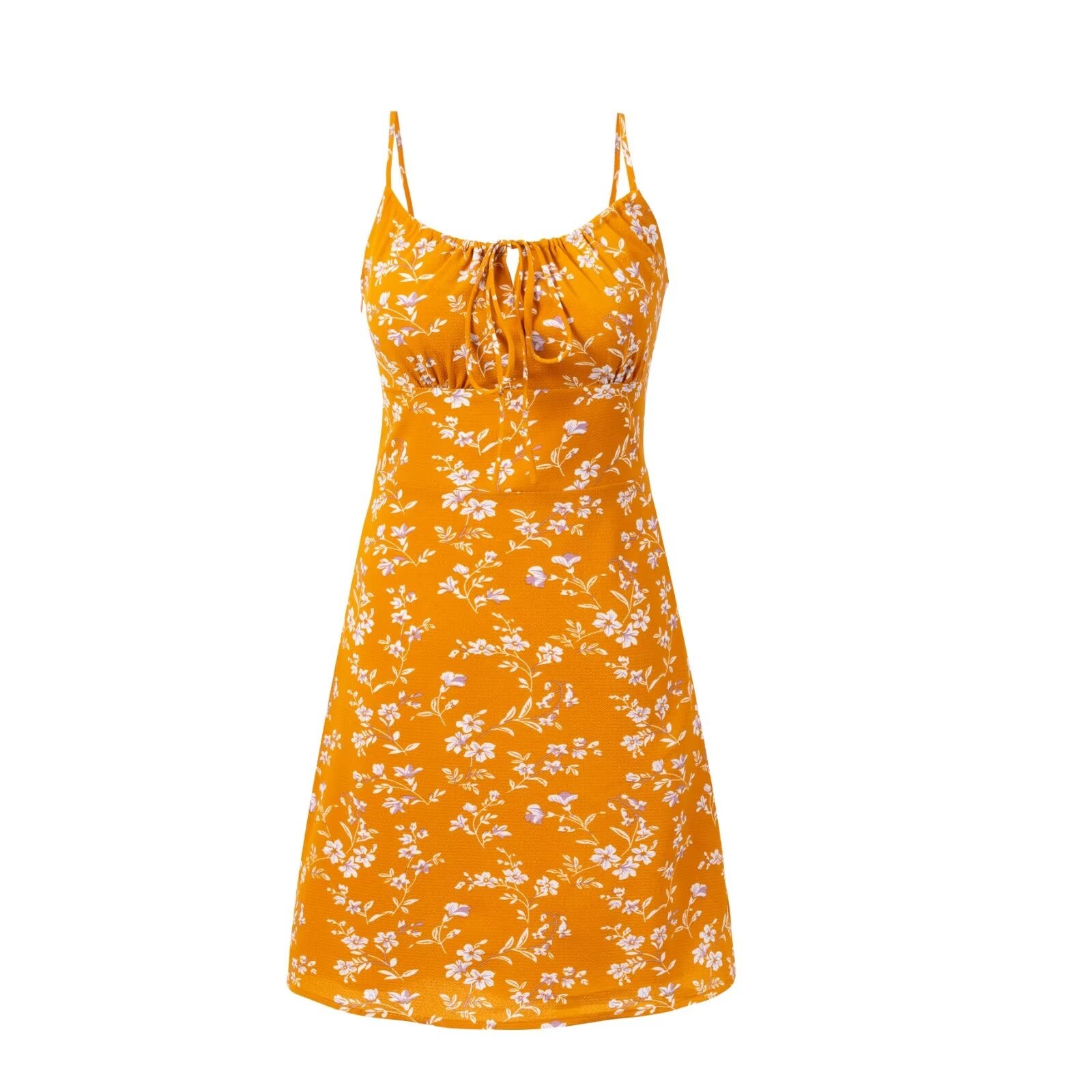 Summer Legal Sexy Backless Floral Strap Dress Sexy Waist Tight Slimming A line Dresses PullWind