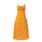 Summer Women Sexy Sexy Vacation Maxi Dress Casual Small Floral Tight Waist Sling Dress PullWind