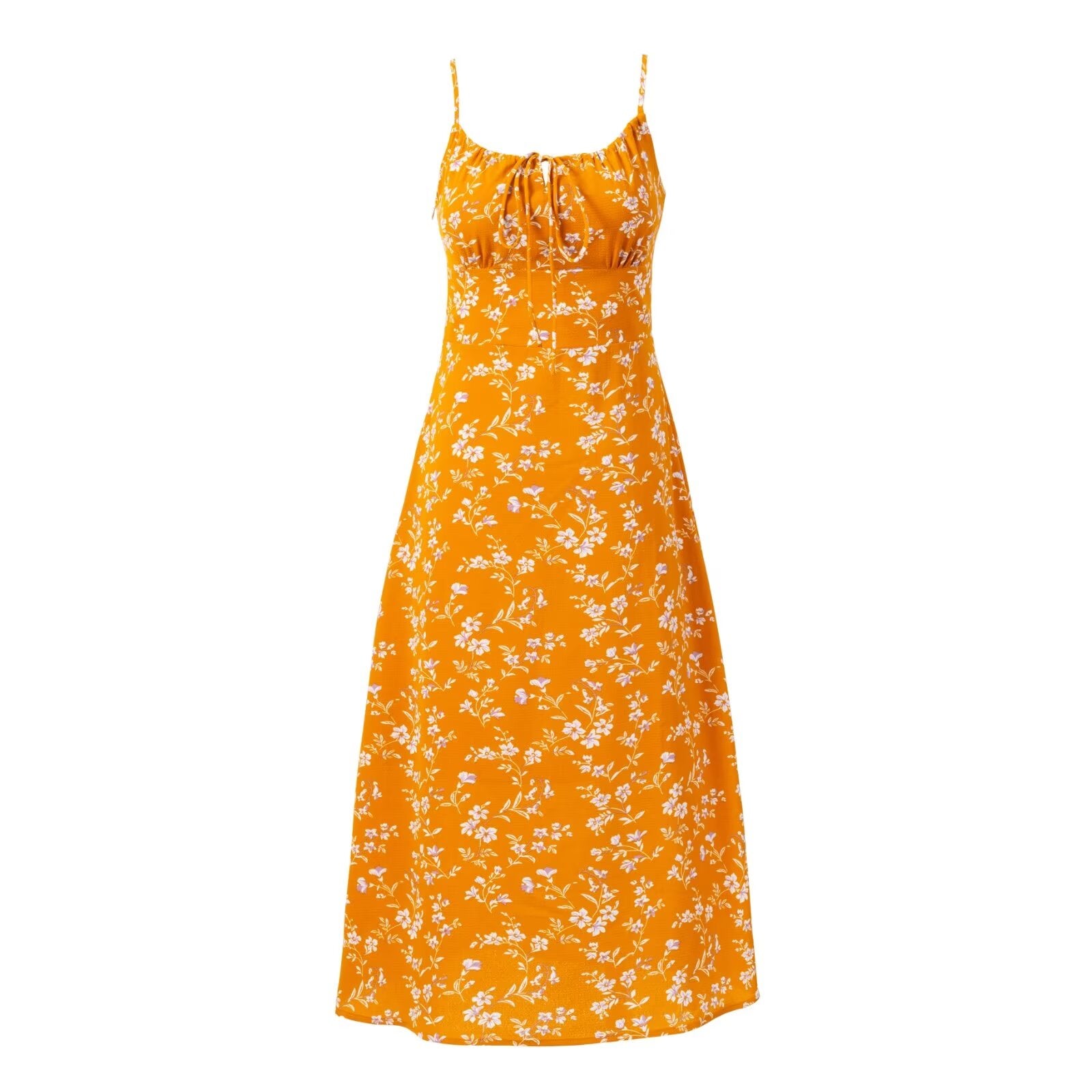Summer Women Sexy Sexy Vacation Maxi Dress Casual Small Floral Tight Waist Sling Dress PullWind