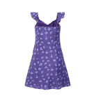 Vintage Ruffled V neck Lace up Printed Dress Summer Tight Waist Slim Holiday Short Suspender Dress PullWind
