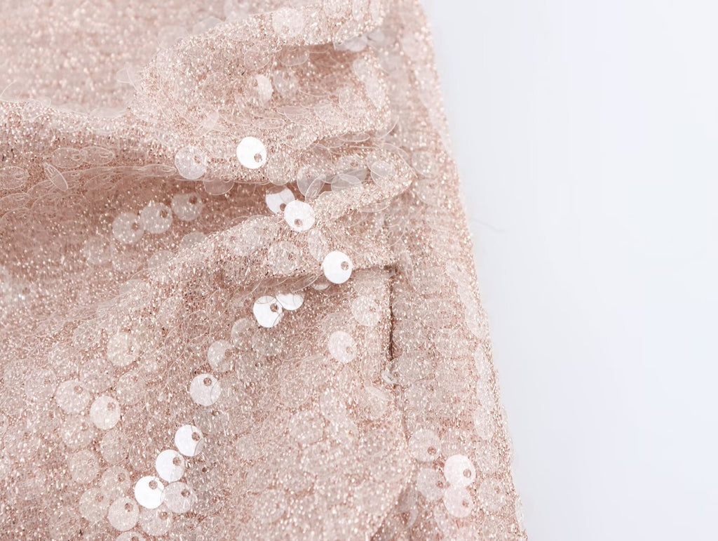 Vestido halter plisado con lentejuelas francesas para mujer