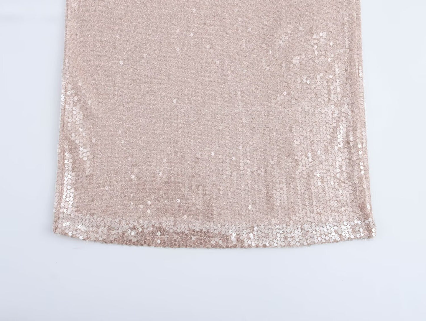 Women French Sequin Pleated Halter Dress