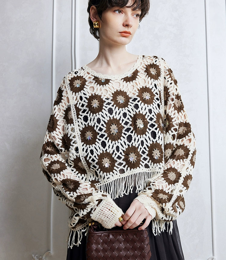 Women Spring And Autumn Floral Long Sleeve Blouse