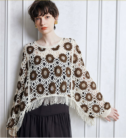 Women Spring And Autumn Floral Long Sleeve Blouse