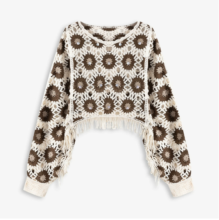 Women Spring And Autumn Floral Long Sleeve Blouse
