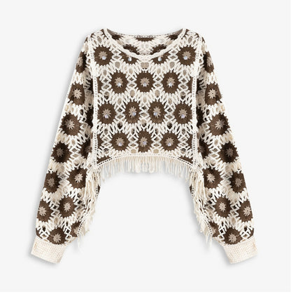 Women Spring And Autumn Floral Long Sleeve Blouse
