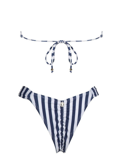 Bikini sexy de verano con parte superior de tubo a rayas y espalda descubierta para mujer