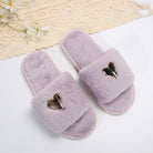 Fluffy Slippers Heart-Shaped Flat Slippers Women Home Casual Anti Rabbit Fur Cotton Slippers Women FDdsptj