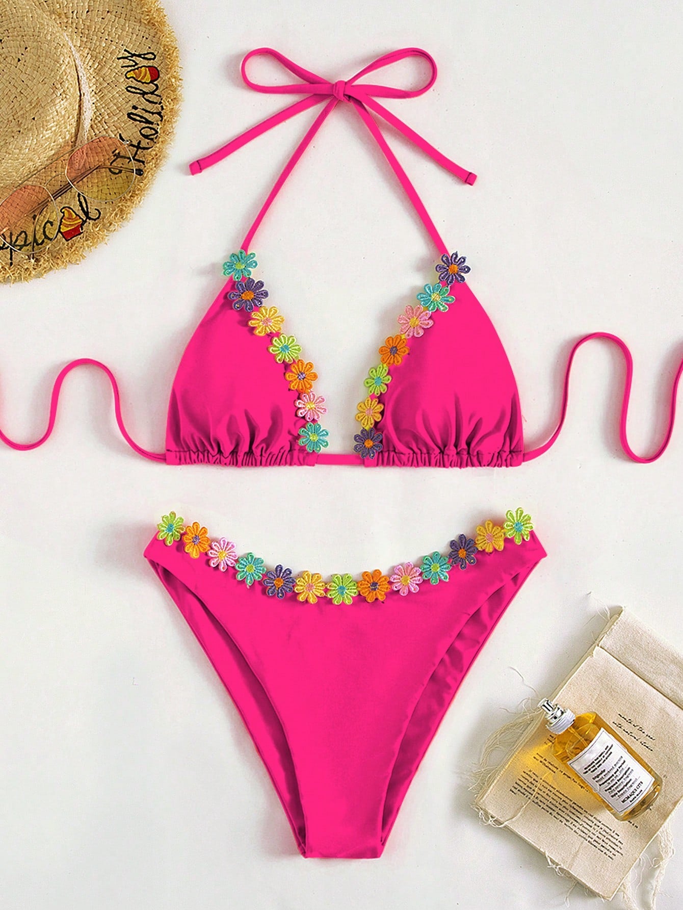 Women Bikini Sexy Drawstring Lace Split Bikini Swimsuit