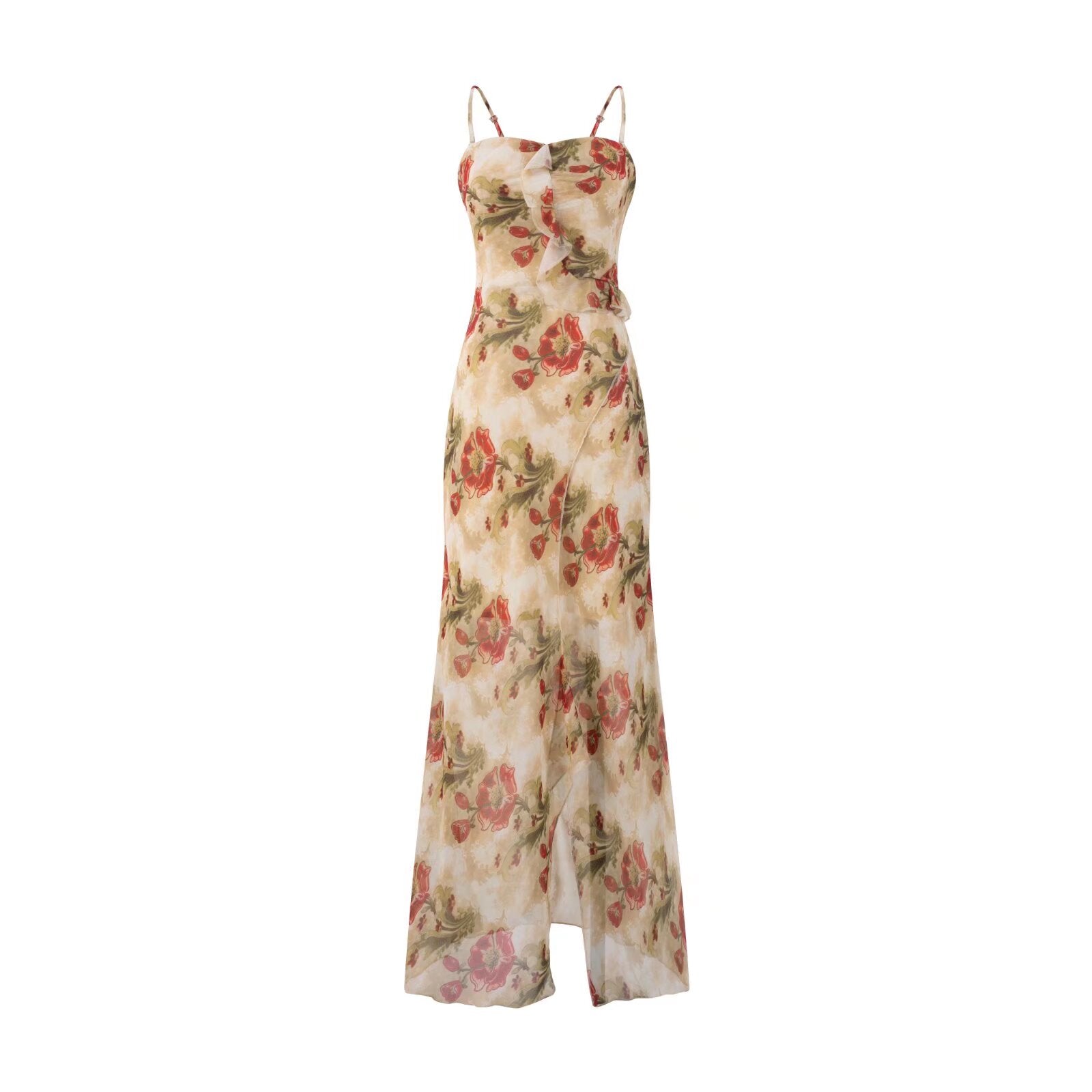 Summer Tea Break Chic Beautiful Small Floral Strap Dress Seaside Vacation Dress PullWind
