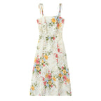 Summer Women Floral Small Floral Print Slim Fit Large Strap Dress OMI