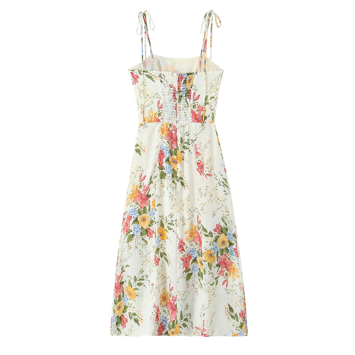 Summer Women Floral Small Floral Print Slim Fit Large Strap Dress OMI