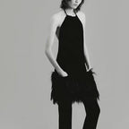 Robe simple à effet fourrure pour femme