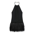 Robe simple à effet fourrure pour femme