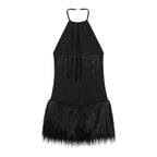 Robe simple à effet fourrure pour femme