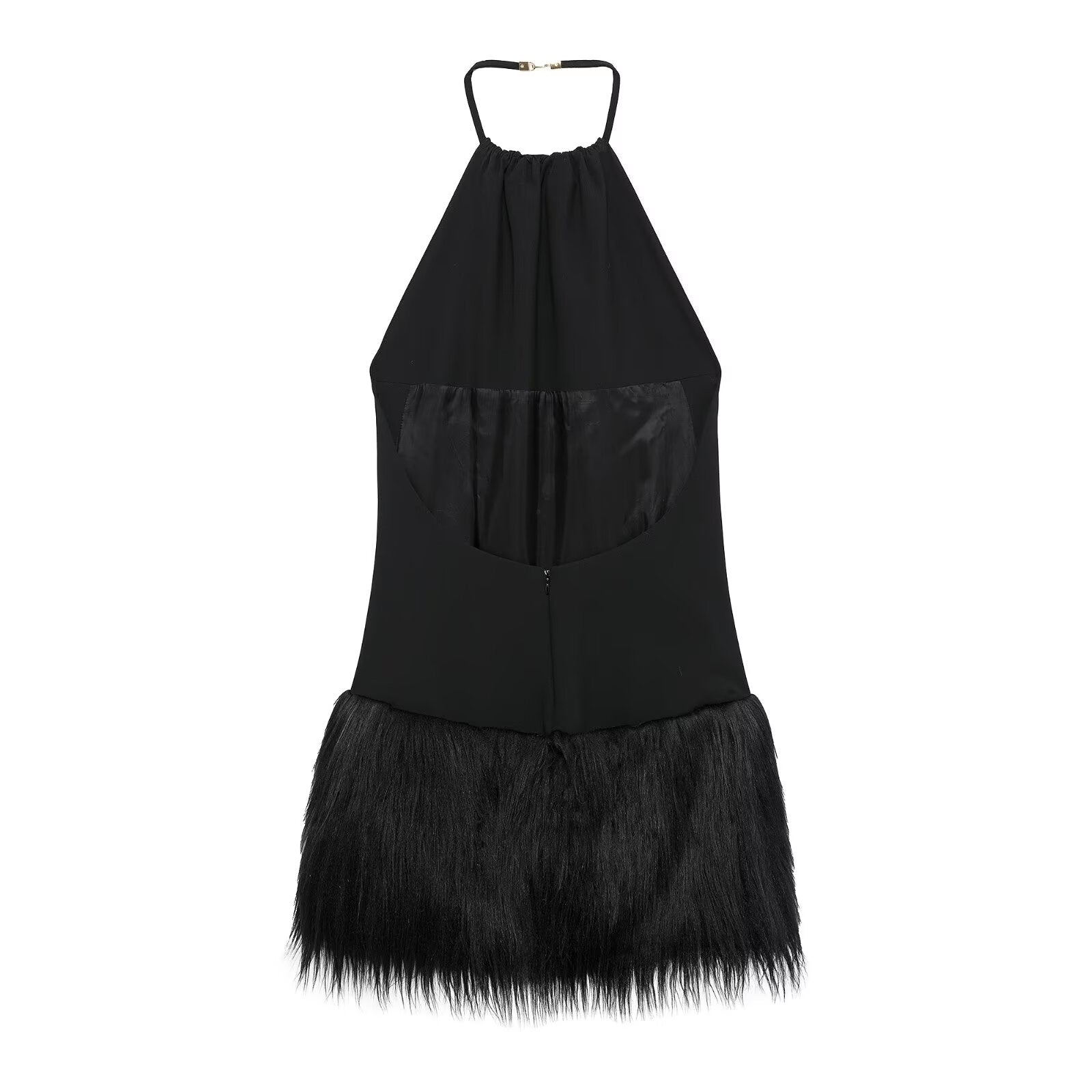 Robe simple à effet fourrure pour femme
