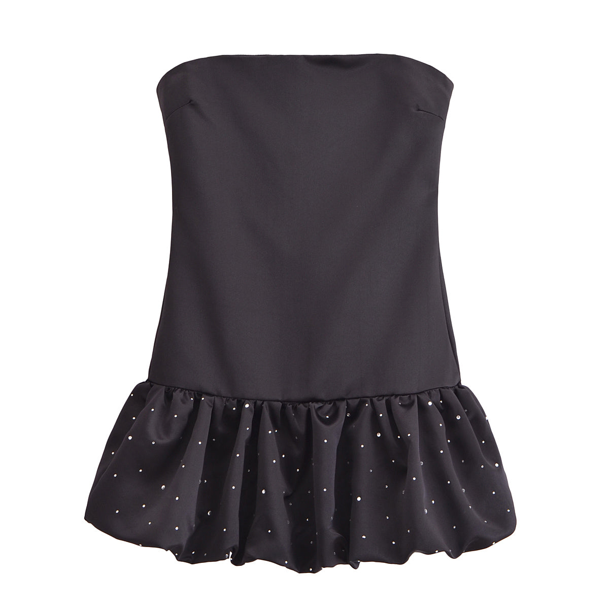 Women Rhinestone Balloon Version Silk Satin Texture Dress TRAF