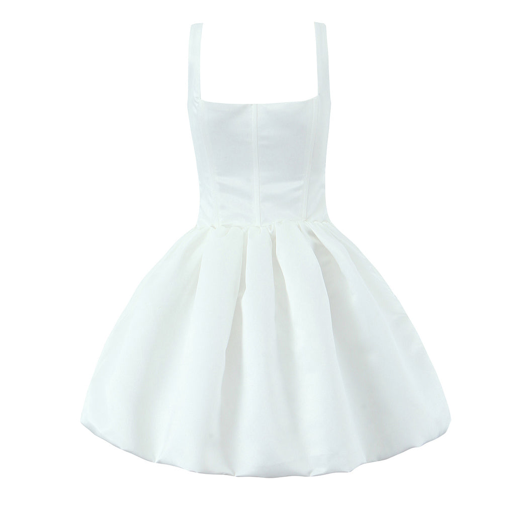 Sexy Square Collar Boning Corset Waist Plastic High Waist Big Swing puffy dress Short Dress GoodMe