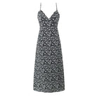 Sexy Deep V Plunge neck Maxi Dress Women Spring Vintage Floral Sling Dress Aiostar