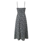 Sexy Deep V Plunge neck Maxi Dress Women Spring Vintage Floral Sling Dress Aiostar