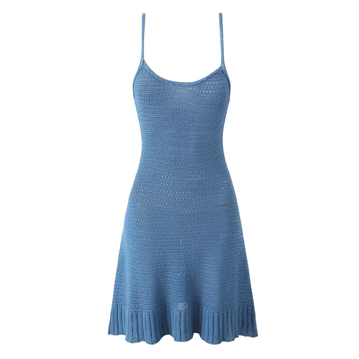 Spring Summer Backless Slim Fit Figure Flattering Sexy Cutout Knitted Sling Short Dress Aiostar