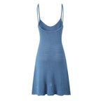 Spring Summer Backless Slim Fit Figure Flattering Sexy Cutout Knitted Sling Short Dress Aiostar