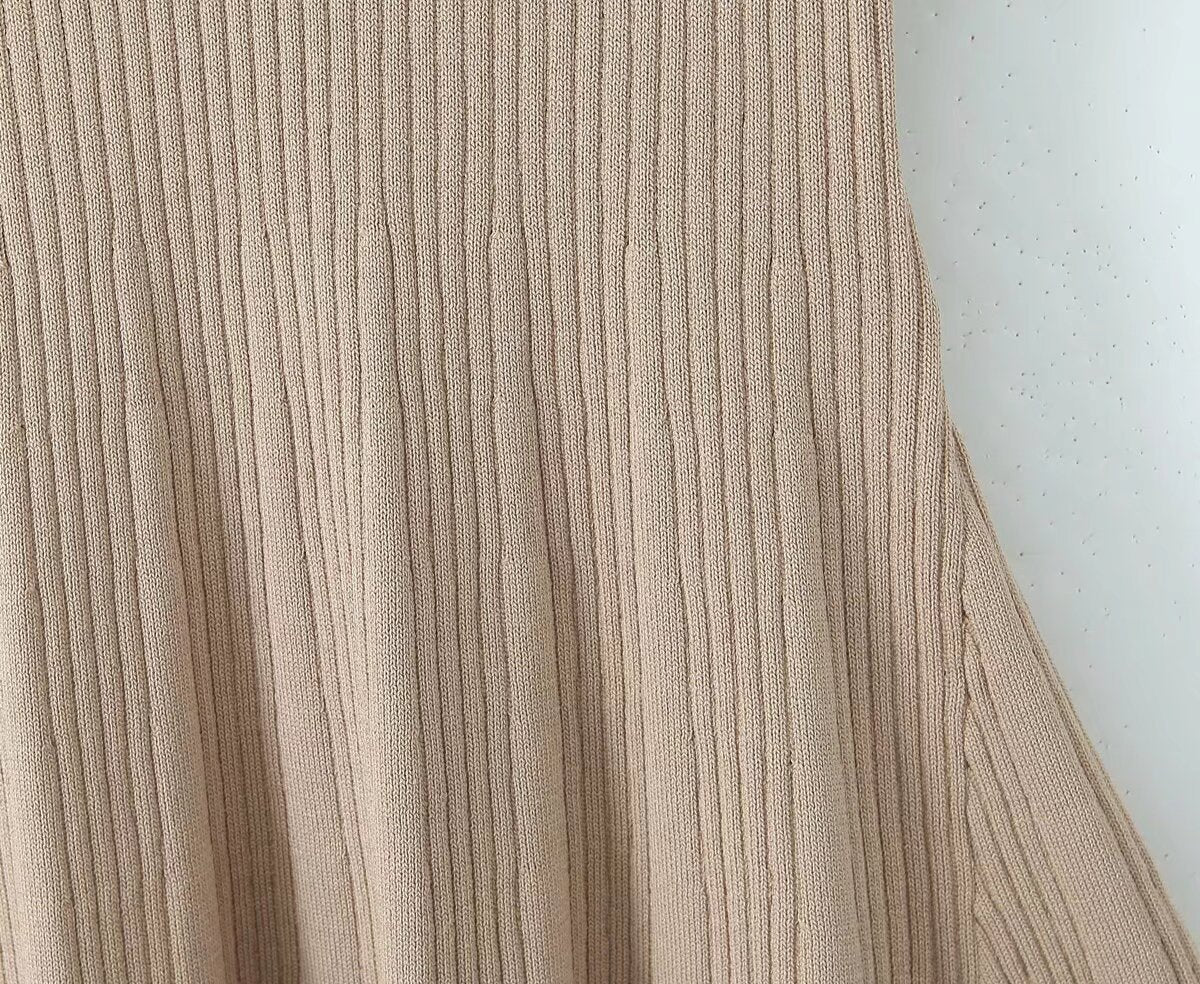 Spring Women Clothes Polo Collar Design Slim Fit Slimming Waist Trimming Knitted Short Sleeve Deep V Plunge neck Dress Aiostar