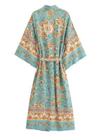 Cardigan kimono long à ceinture florale en rayonne pour femme, automne