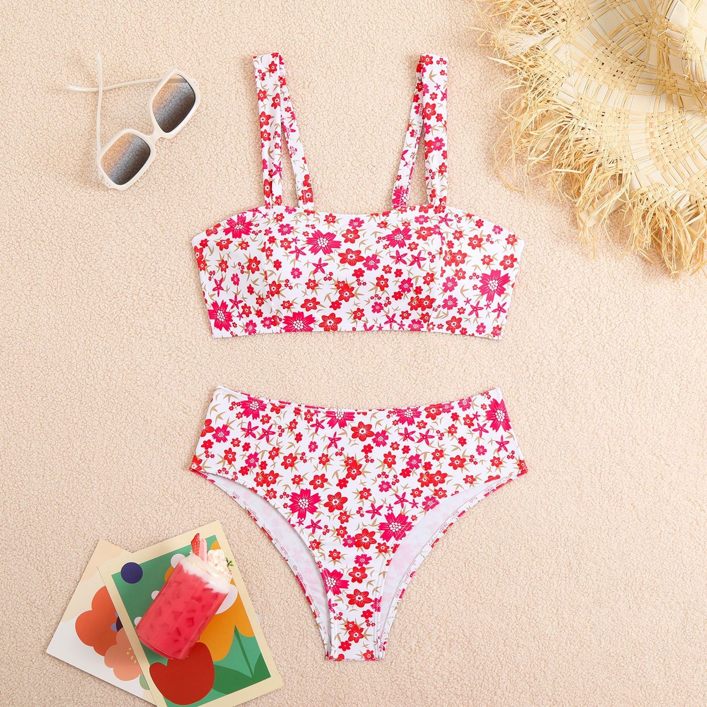 Red floral print