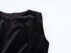 Vestido midi plisado con textura de terciopelo elegante para mujer de primavera