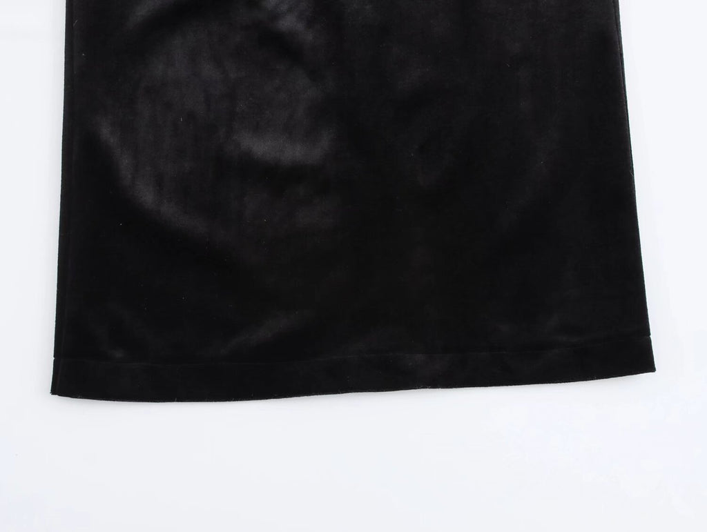 Vestido midi plisado con textura de terciopelo elegante para mujer de primavera