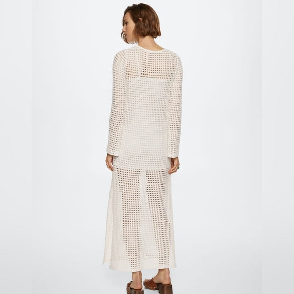 Spring Summer Vacation Beach Blouse Sexy Knitted Hollow Out Cutout out Maxi Dress Beach Cover Up Dress SERENDIPITY