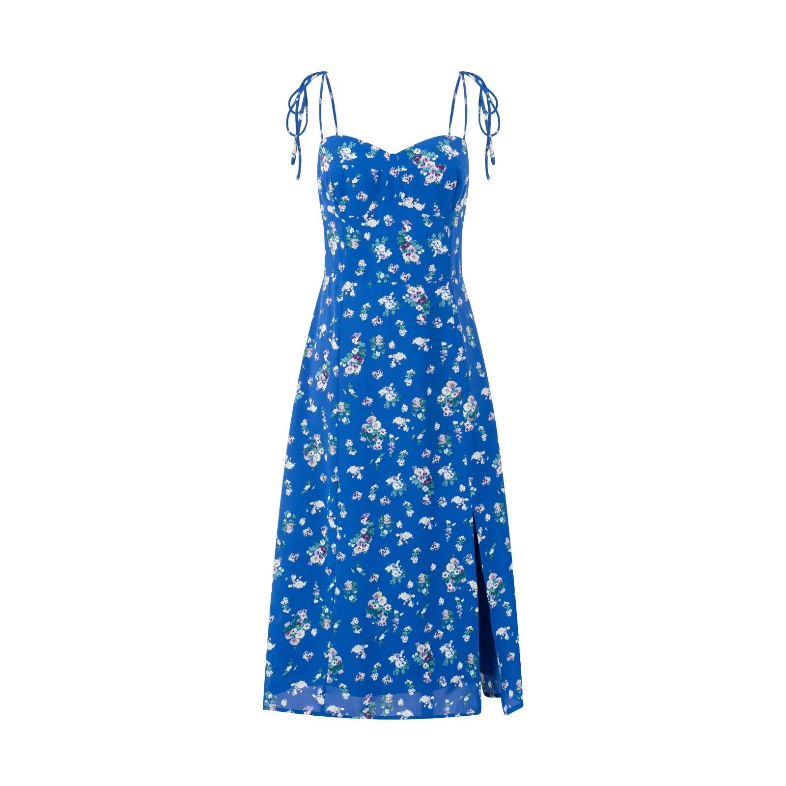 Sweet Floral Chic Mid Length Dress Slim Fit Seaside Vacation Sling Dress PullWind