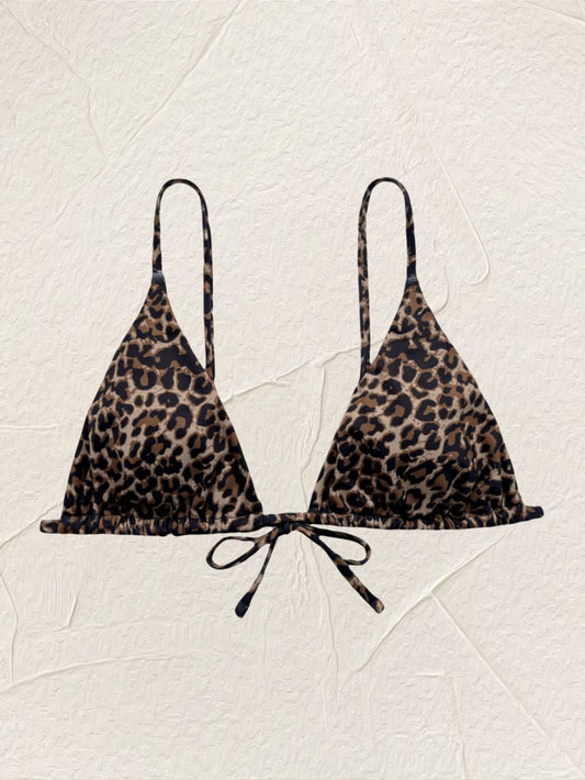 Bikini clásico con estampado de leopardo y blusa única, traje de baño sexy.