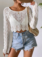 Summer Women Knitwear Beach Women Solid Color Knitted Beach Bikini Swimsuit Blouse SERENDIPITY