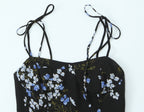Spring French Vintage Floral Printed High Waist Sexy Side Split Hem Sling Dress OMI