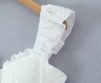 Sweet Sexy Lace Embroidered Suspender Puffy Chest Tied Slim Fit Mini Dress Aiostar