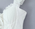 Sweet Sexy Lace Embroidered Suspender Puffy Chest Tied Slim Fit Mini Dress Aiostar