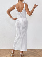 Beach Casual Solid Color Knitted Spaghetti Straps Knitted Blouse Outwear Dress Women SERENDIPITY