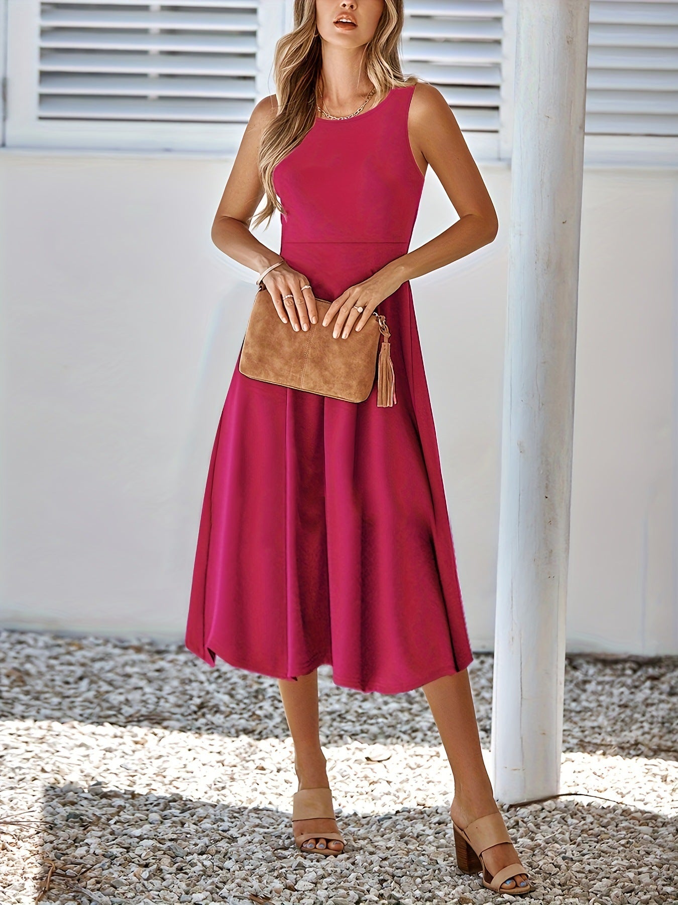 Solid Color Sleeveless Sexy Dress Slim Fit Women Qube