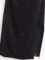 Robe élégante sans manches en velours pour femme, coupe slim et brillante