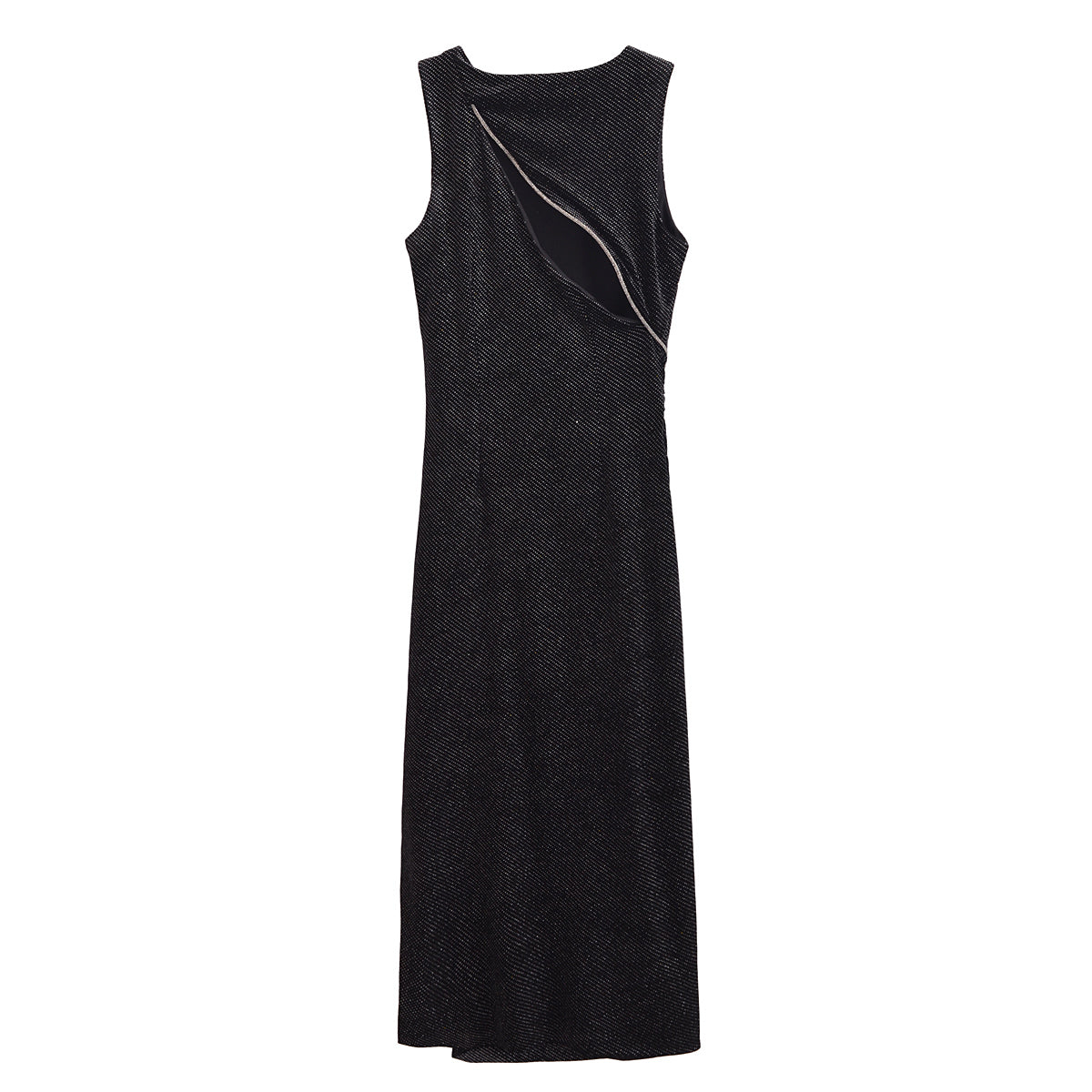Robe élégante sans manches en velours pour femme, coupe slim et brillante