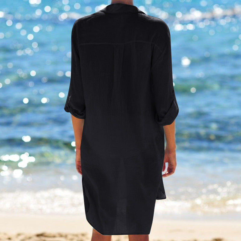 Blouse Sexy See through Beach Cover up Bikini Coat Shirt Swimsuit Cardigan Women