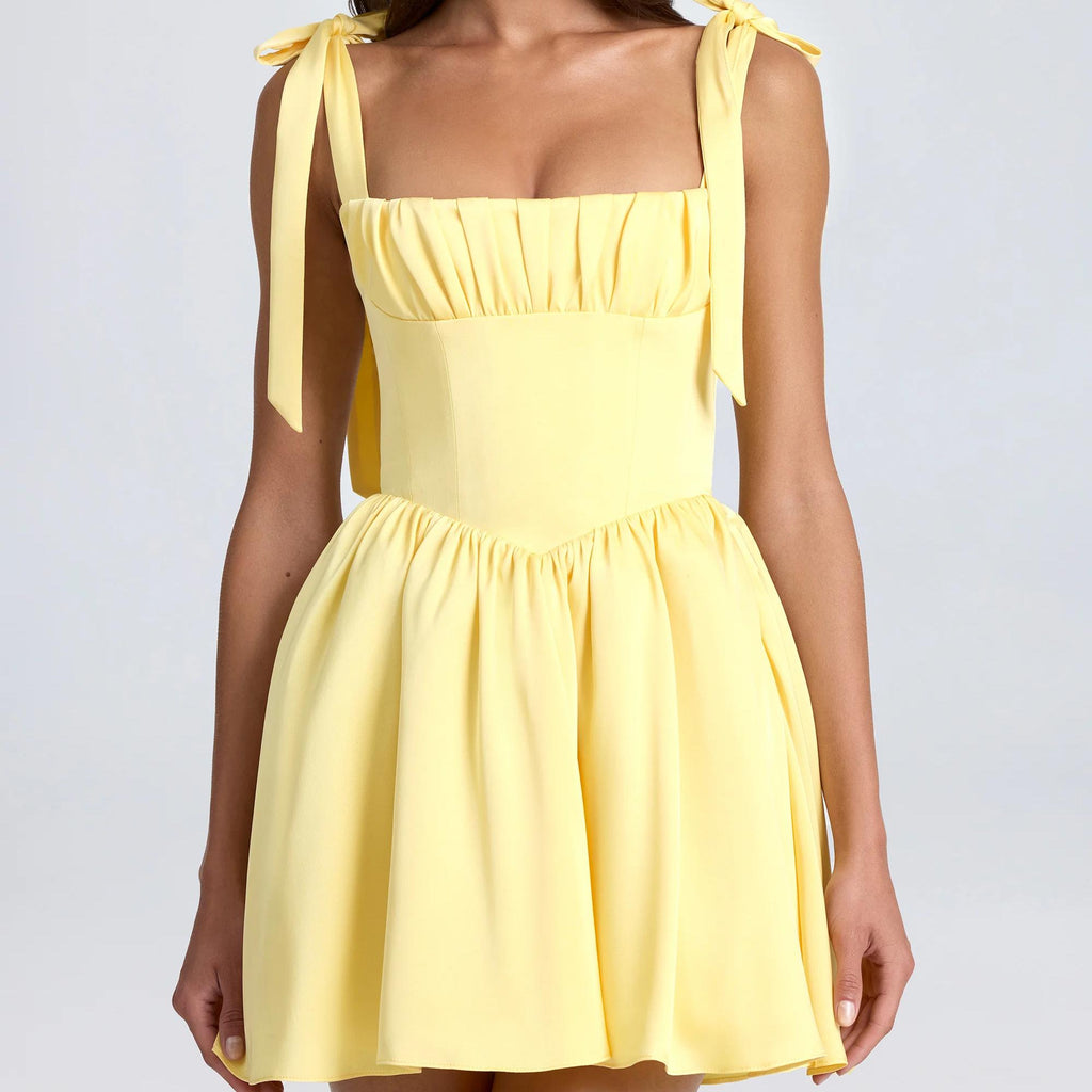 Summer Sexy Tight Fit Slim Fit Figure Flattering Bow Tied Spaghetti Strap Dress GoodMe