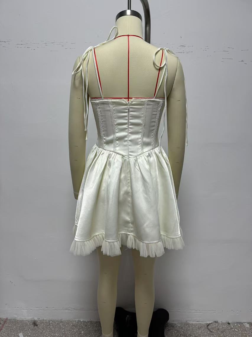 Lace up Design Splicing Sling Dress FRIDAY