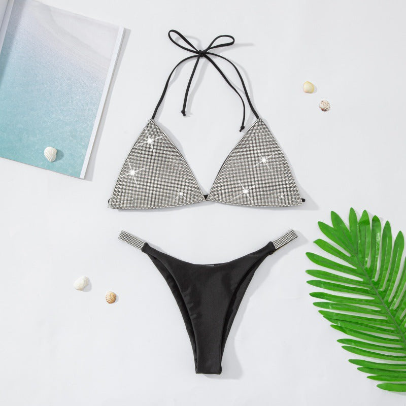 Women Solid Color Diamond Bikini Swimming Trunks CSC