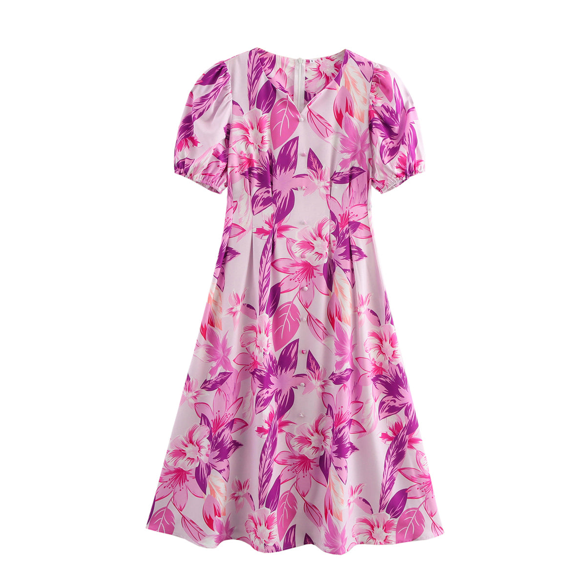 Spring Women Clothing Minimalist Short Sleeve Elastic Printing Dress FRIDAY